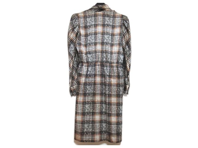Valentino Vintage Check Satin 2way Kleidmantel Braun Schwarz Aus weiß - Ansicht 2