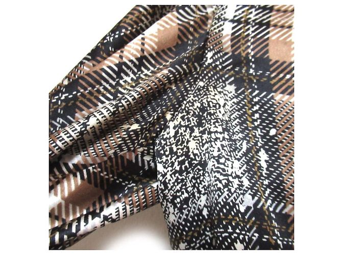 Valentino Vintage Check Satin 2way Kleidmantel Braun Schwarz Aus weiß - Ansicht 5