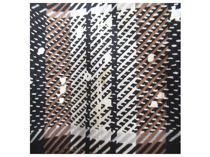 Valentino Vintage Check Satin 2way Kleidmantel Braun Schwarz Aus weiß - Ansicht 9