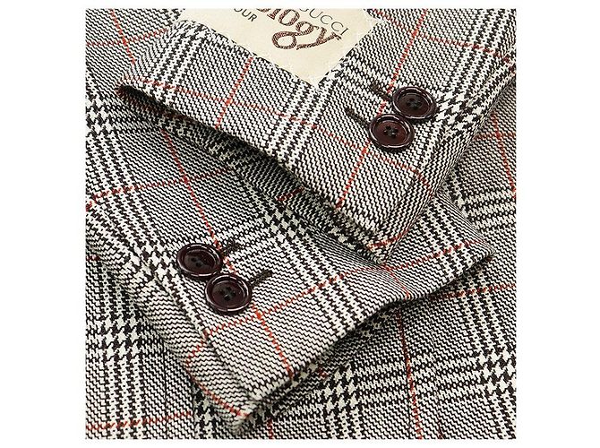 Gucci Glen Check Wool Tailored Jacket Brown - view 13