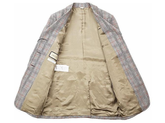 Gucci Glen Check Wool Tailored Jacket Brown - view 8