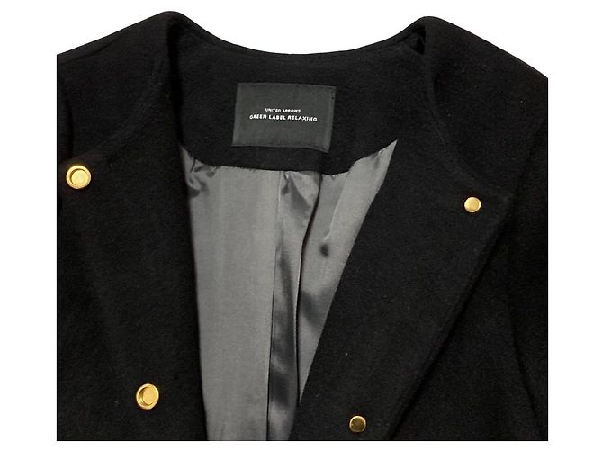Autre Marque Abrigo de lana sin cuello green label relaxing Negro - vista 3