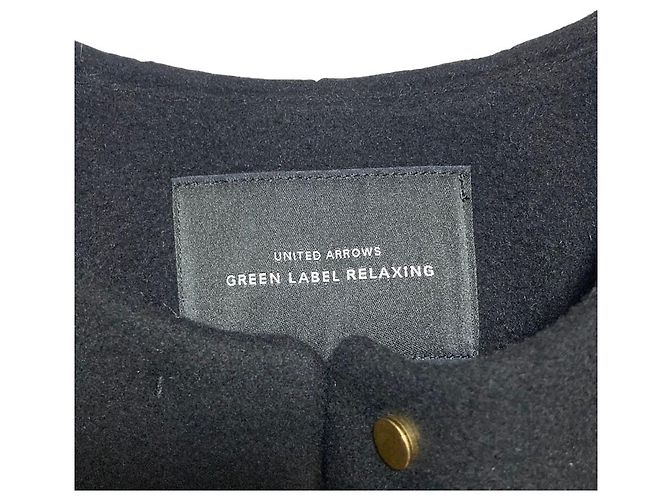 Autre Marque Abrigo de lana sin cuello green label relaxing Negro - vista 7