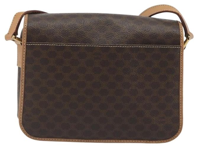 Céline Celine Vintage Macadam Circle Logo Canvas and Leather Marrone - vista 2