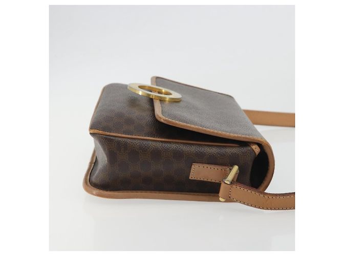 Céline Celine Vintage Macadam Circle Logo Canvas and Leather Marrone - vista 3