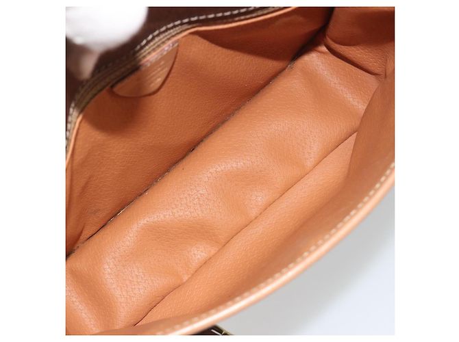 Céline Celine Vintage Macadam Circle Logo Canvas and Leather Marrone - vista 5