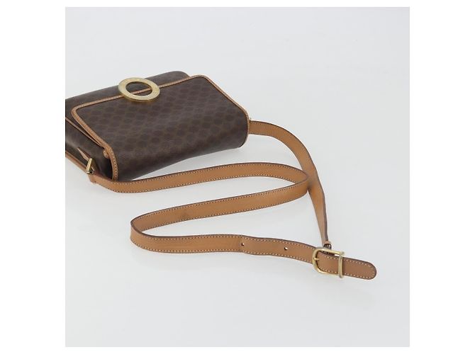 Céline Celine Vintage Macadam Circle Logo Canvas and Leather Marrone - vista 7