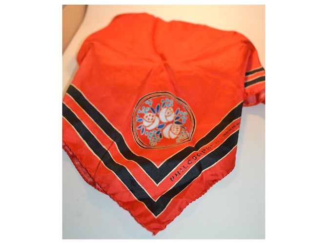 Philosophy di Lorenzo Serafini Red silk scarf with floral print Black White Blue - view 5