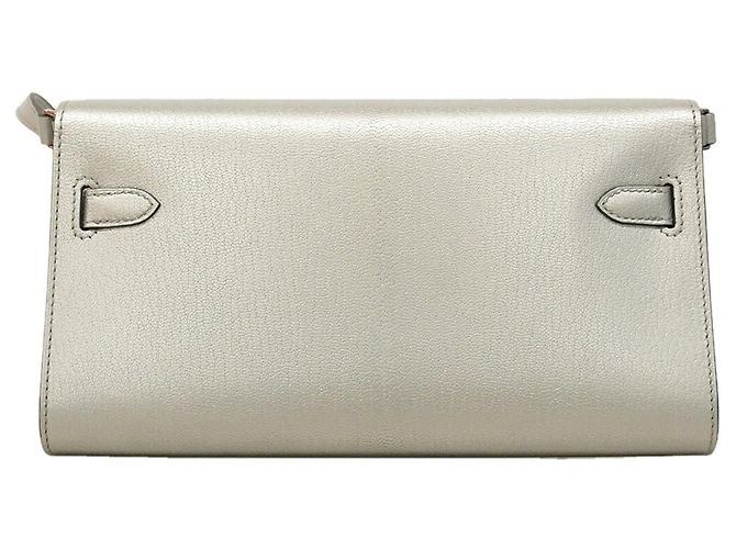 Hermès Portafoglio Hermes Kelly To Go Chevre Shamkila Silver Argento - vista 6