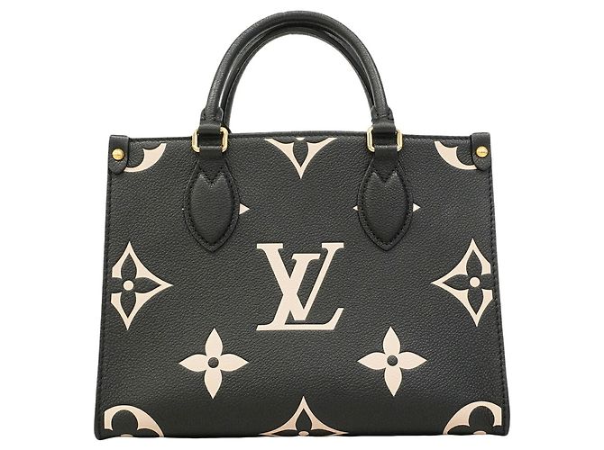 Borsa Louis Vuitton Monogram Empreinte Bicolor OnTheGo PM Nero Beige - vista 10