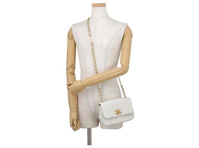 Sac à épaule Chanel Matelassé avec chaîne Blanc - vue 4