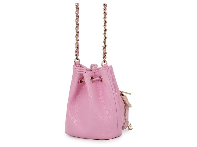 Borsa a tracolla con catena Chanel in vitello granulato rosa - vista 2