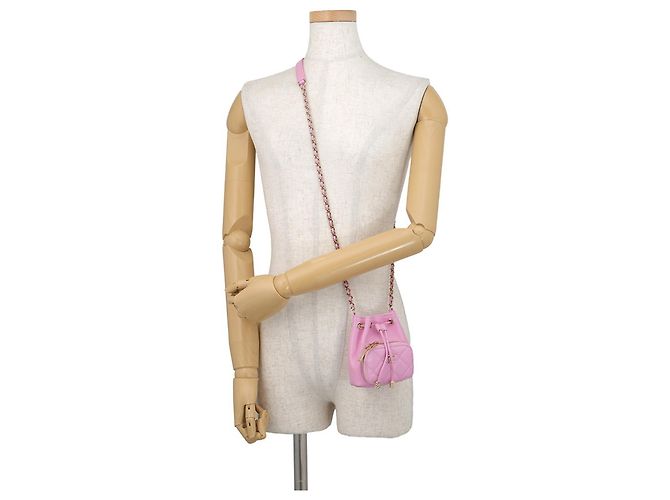 Borsa a tracolla con catena Chanel in vitello granulato rosa - vista 4