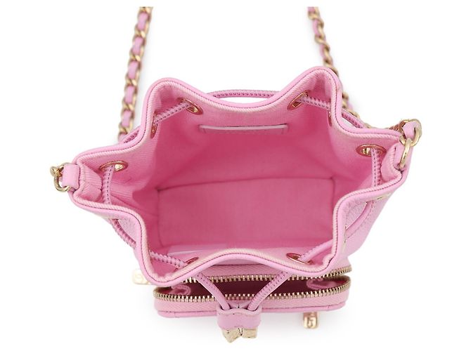 Borsa a tracolla con catena Chanel in vitello granulato rosa - vista 5