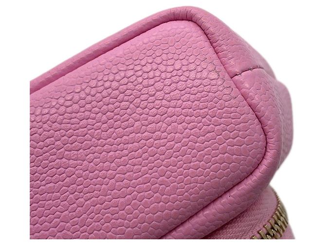 Borsa a tracolla con catena Chanel in vitello granulato rosa - vista 7
