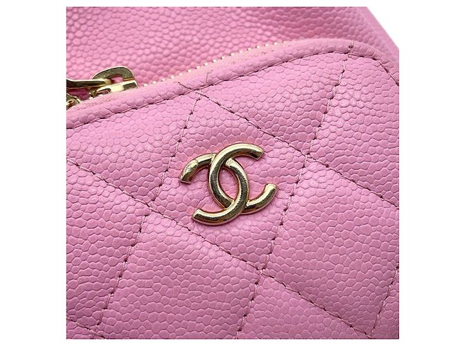 Borsa a tracolla con catena Chanel in vitello granulato rosa - vista 8