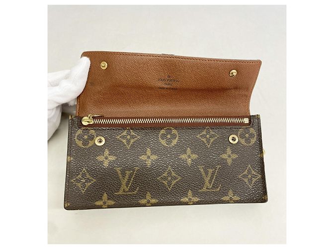 Louis Vuitton Monogram Portefeuille Accordion Long Wallet Marrone - vista 3