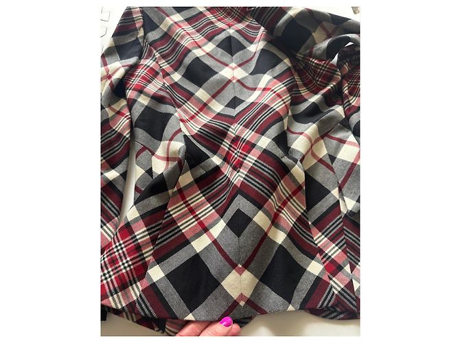 Set Blazer e Gonna in Misto Lana a Quadri Alexander McQueen Nero Bianco Rosso Grigio - vista 16