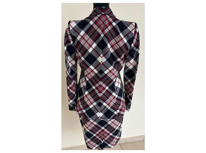 Set Blazer e Gonna in Misto Lana a Quadri Alexander McQueen Nero Bianco Rosso Grigio - vista 2
