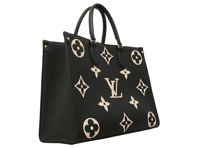 Borsa Tote Louis Vuitton Monogram Empreinte Bicolor OnTheGo MM Nero Beige - vista 2