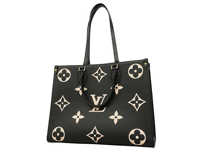Borsa Tote Louis Vuitton Monogram Empreinte Bicolor OnTheGo MM Nero Beige - vista 9