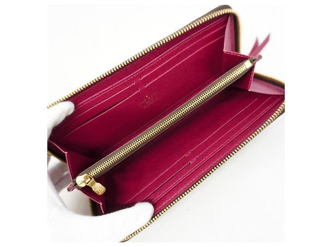 Louis Vuitton Monogram Portefeuille Clemence Long Wallet Marrone Fuschia - vista 3