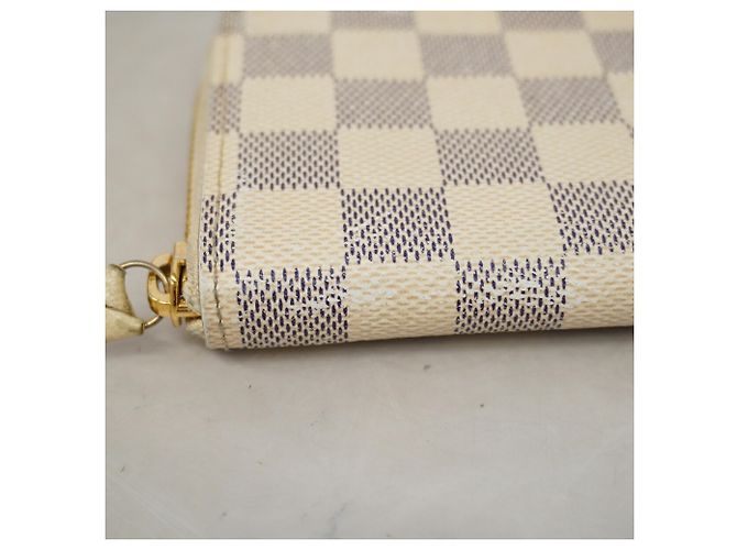 Louis Vuitton Damier Azur Portefeuille Clemence Long Wallet Bianco - vista 7