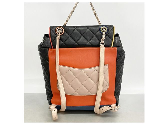 Chanel Matelassé Rucksack aus Lammleder Schwarz Mehrfarben - Ansicht 11