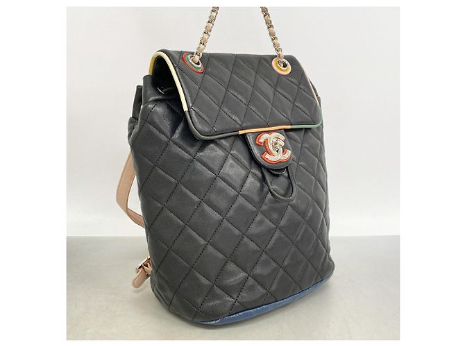 Chanel Matelassé Rucksack aus Lammleder Schwarz Mehrfarben - Ansicht 2