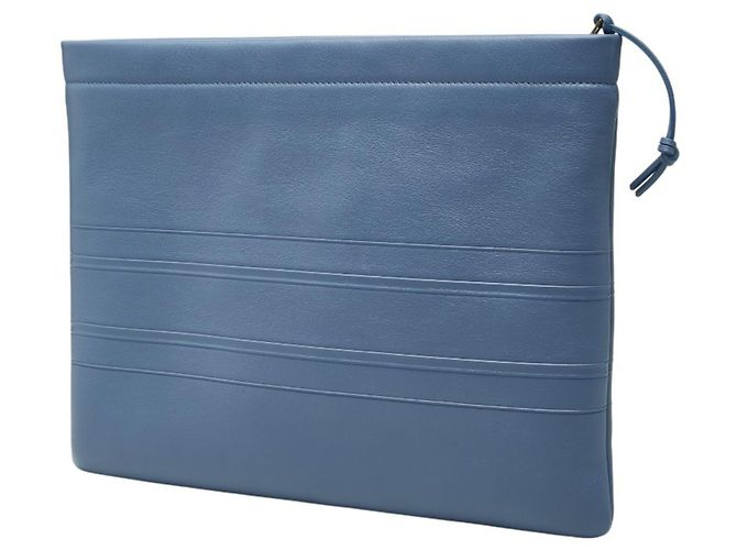 Clutch Christian Dior in pelle blu - vista 2
