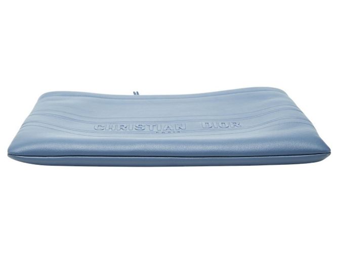 Clutch Christian Dior in pelle blu - vista 3