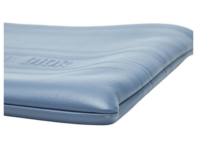 Clutch Christian Dior in pelle blu - vista 4