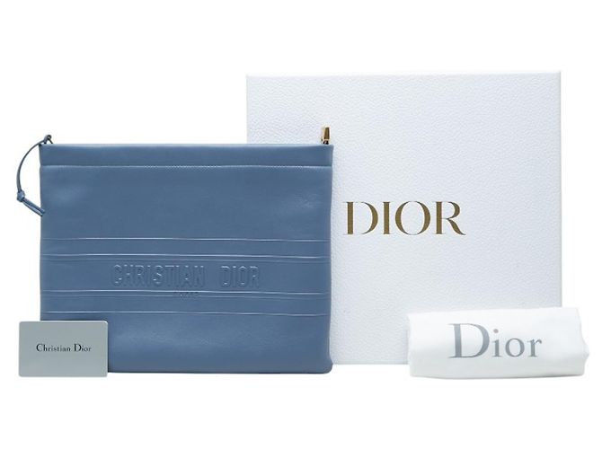 Clutch Christian Dior in pelle blu - vista 9
