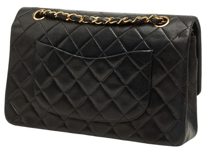 Borsa a tracolla Chanel Matelassé Black Double Flap Nero - vista 2