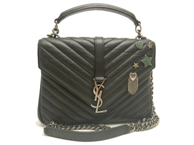 Borsa a tracolla 2-Way College in pelle nera Yves Saint Laurent Nero - vista 2
