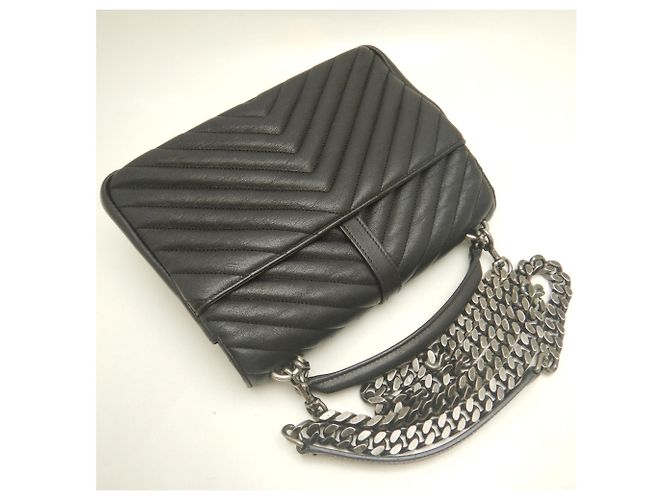 Borsa a tracolla 2-Way College in pelle nera Yves Saint Laurent Nero - vista 3