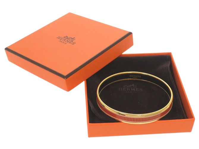 Hermès Bracciale Rigido Hermes Email PM Metal Gold Orange D'oro Arancione - vista 2
