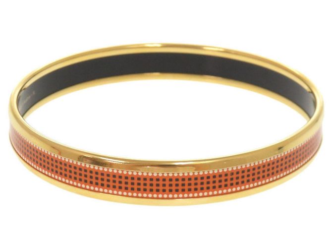 Hermès Bracciale Rigido Hermes Email PM Metal Gold Orange D'oro Arancione - vista 3