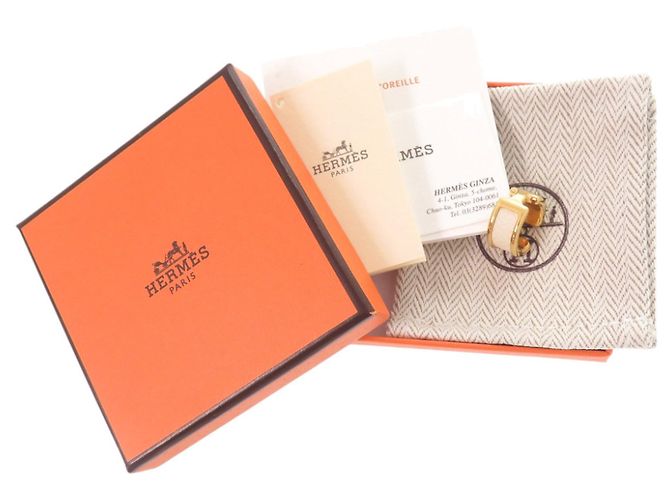 Hermès Hermes Olympe PM Ear Cuff aus Leder, weißgoldplattiert Golden - Ansicht 2