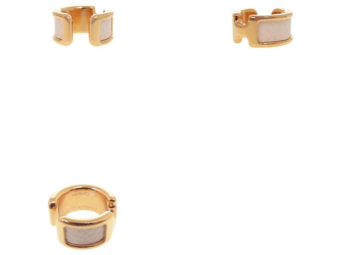 Hermès Hermes Olympe PM Ear Cuff aus Leder, weißgoldplattiert Golden - Ansicht 4