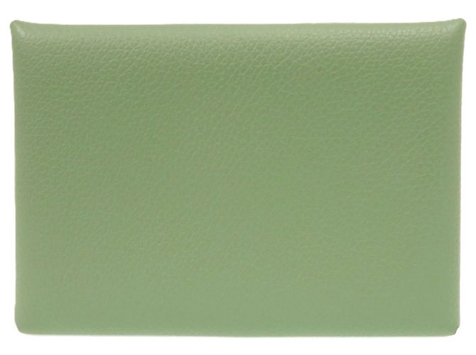 Hermès Tarjetero Hermes Calvi Duo Chevre Verde Verde claro - vista 2