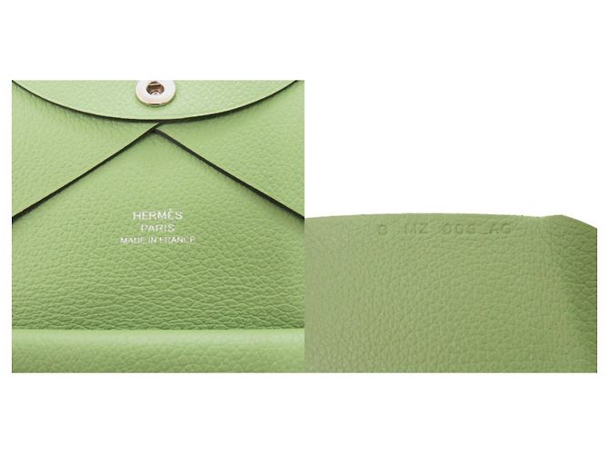 Hermès Tarjetero Hermes Calvi Duo Chevre Verde Verde claro - vista 7