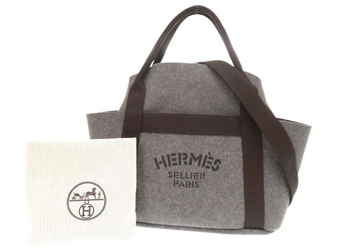 Hermès Hermes Sac de Pansage Groom Felt Tote Bag Marrone - vista 2