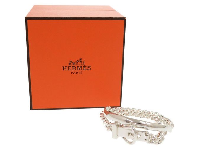 Hermès Boucles Sellier Inflexible Double Tour Bracelet Argento - vista 2