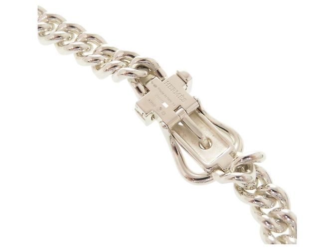Hermès Boucles Sellier Inflexible Double Tour Bracelet Argento - vista 7