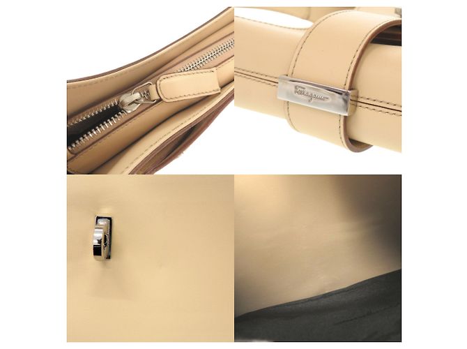 Borsa a tracolla in pelle Gancini Salvatore Ferragamo Beige - vista 10