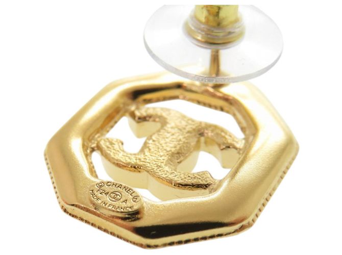 Pendientes de botón Chanel Matelassé Coco Mark Gold Dorado - vista 4