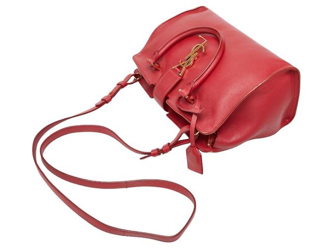 Borsa a mano Saint Laurent Baby Monogram Cabas Rosso - vista 11