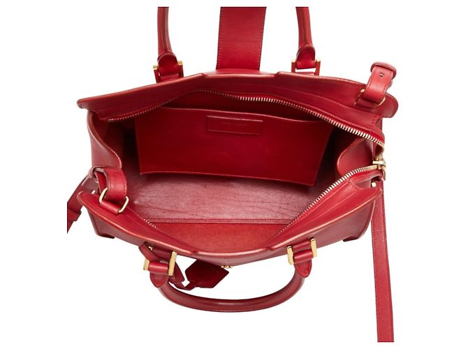 Borsa a mano Saint Laurent Baby Monogram Cabas Rosso - vista 12