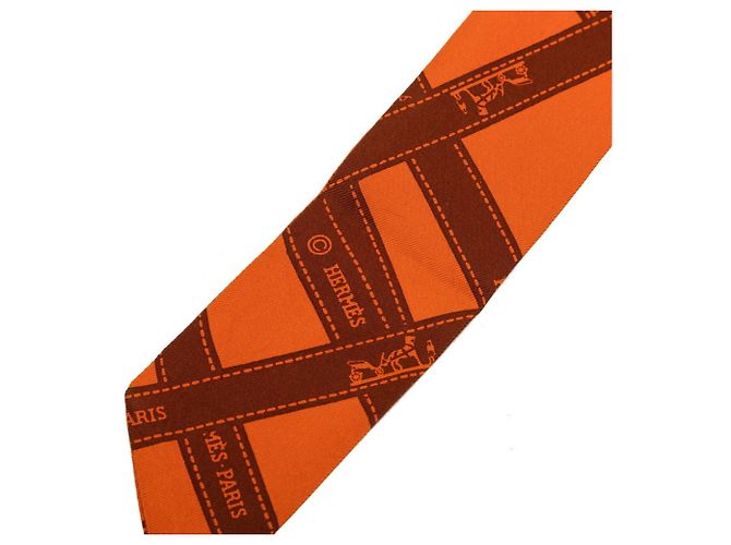 Hermès Pañuelo Twilly BOLDUC Hermes Castaño Naranja - vista 2